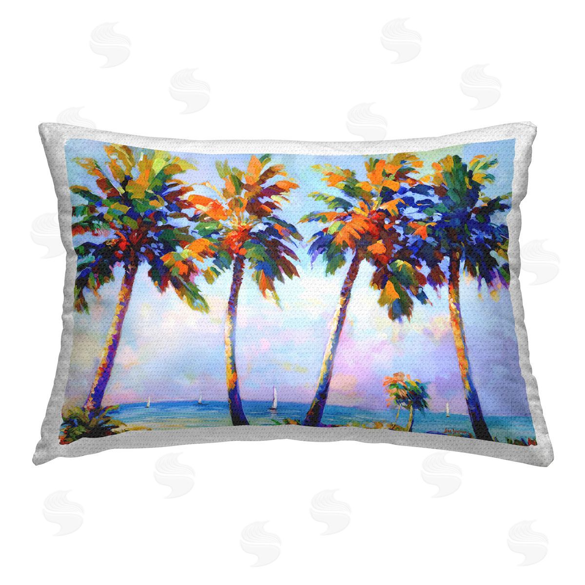 Leon Devenice Palm Trees in Sun Warmth Outdoor Quick-Dry Polyester Printed Throw Pillow