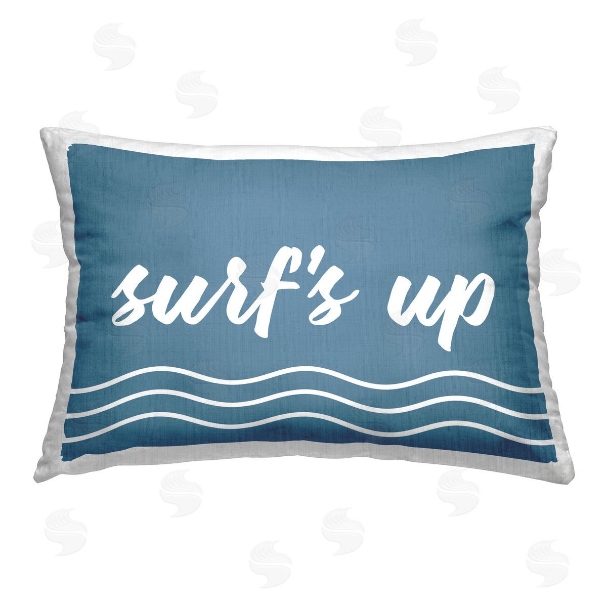 Lettered and Lined Blue Surf's Up Printed Plush Polyester Throw Pillow