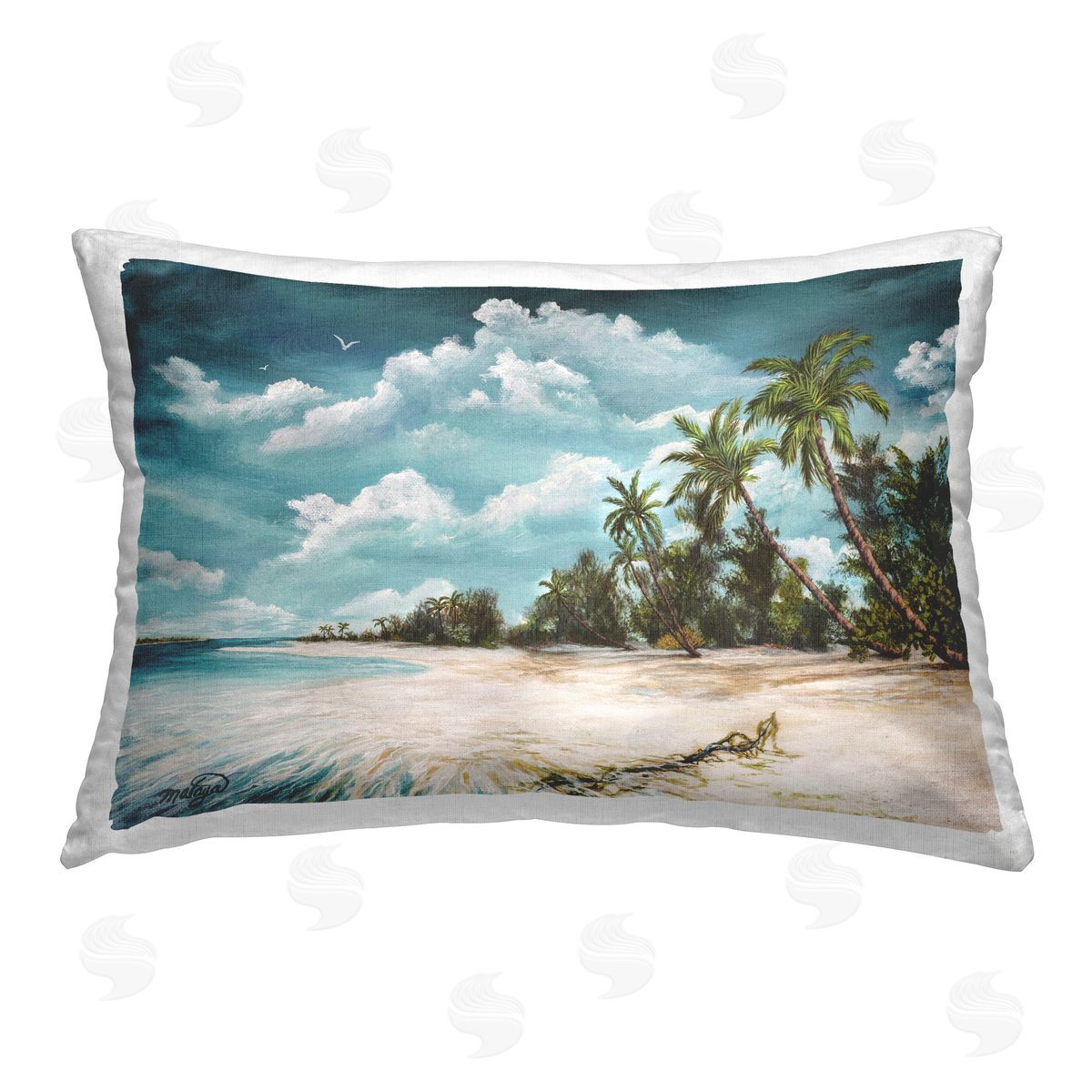 Mataya Rolling Clouds Tropical Scene Printed Plush Polyester Throw Pillow