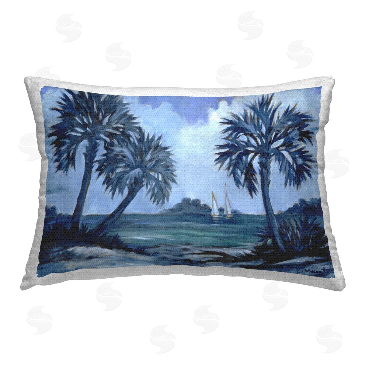 Paul Brent Indigo Palms Impressions Outdoor Quick-Dry Polyester Printed Throw Pillow