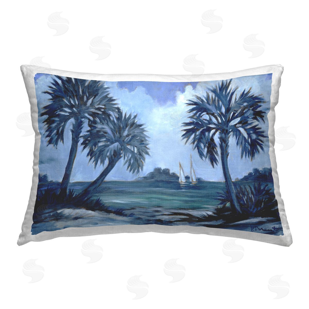 Paul Brent Indigo Palms Impressions Printed Plush Polyester Throw Pillow