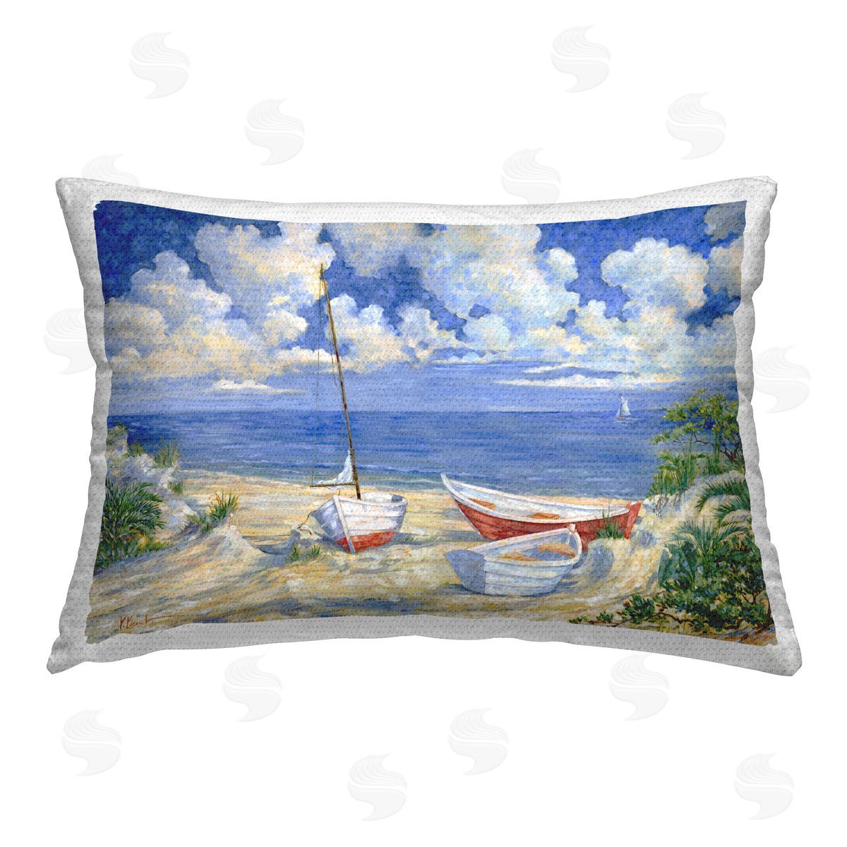 Paul Brent Deserted Boats on Shore Outdoor Quick-Dry Polyester Printed Throw Pillow