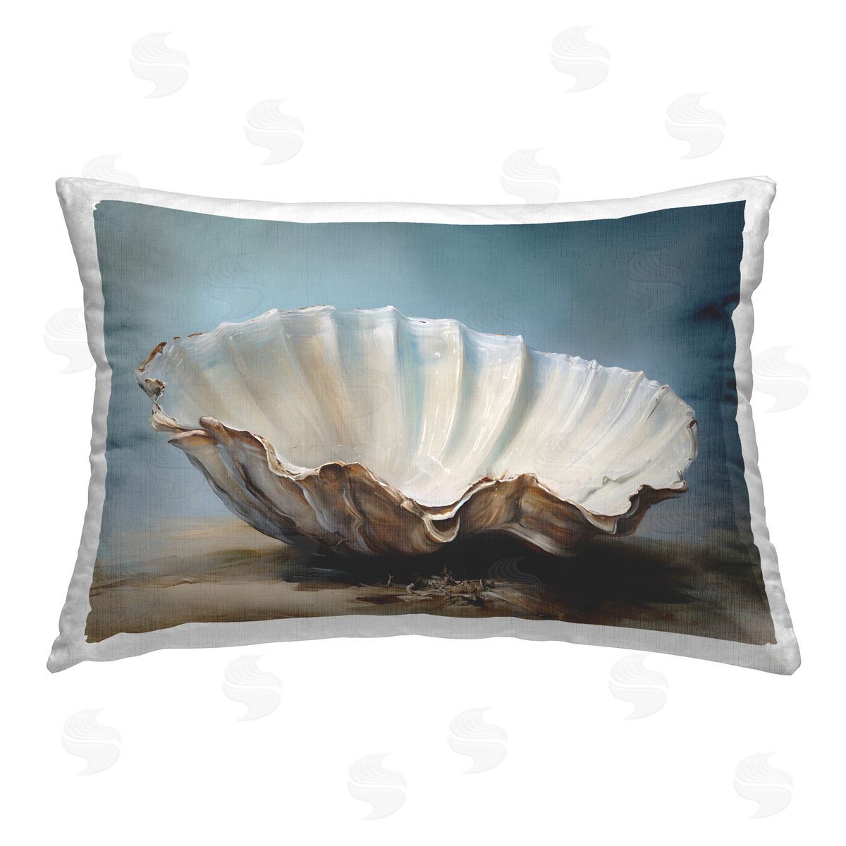 Petal Prints Design Neutral Beach Seashell Printed Plush Polyester Throw Pillow