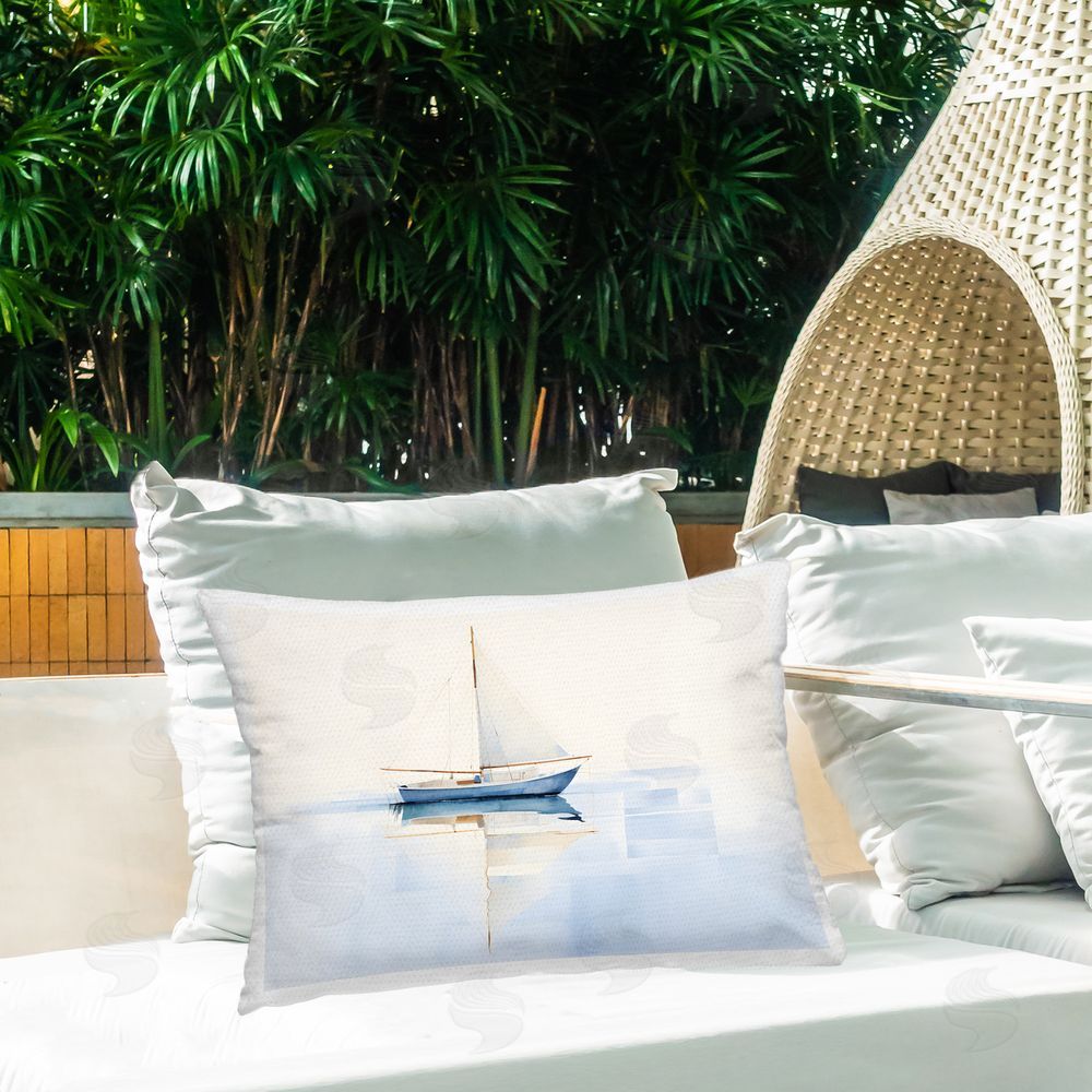 Petal Prints Design Reflective Sails View Outdoor Quick-Dry Polyester Printed Throw Pillow in Back Yard
