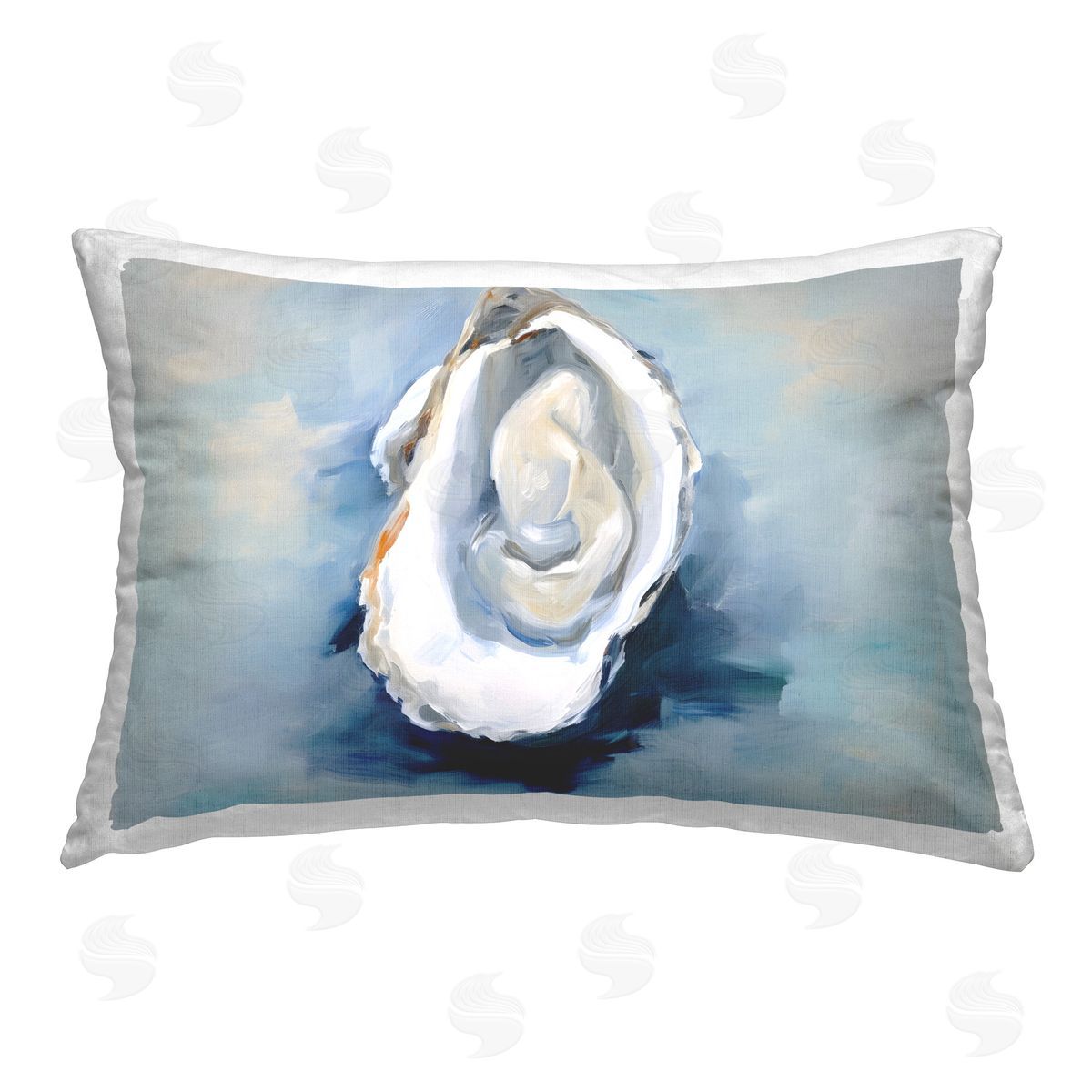 Petal Prints Design Traditional Oyster View Printed Plush Polyester Throw Pillow