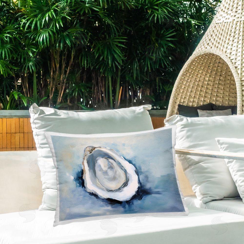 Petal Prints Design Traditional Mollusk View Outdoor Quick-Dry Polyester Printed Throw Pillow in Back Yard