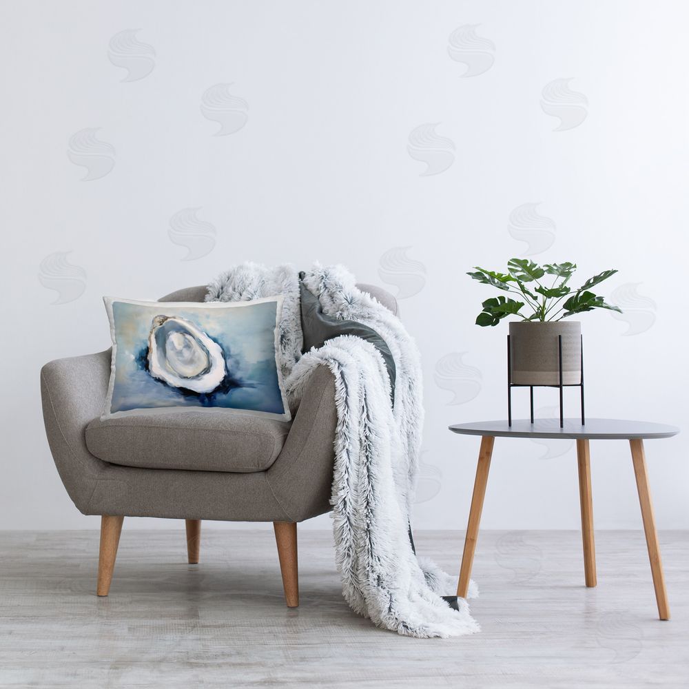 Petal Prints Design Traditional Mollusk View Printed Plush Polyester Throw Pillow On Chair
