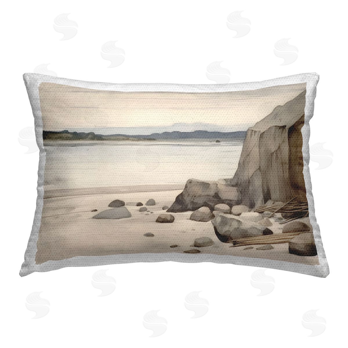 Petal Prints Design Beach Cliff View Outdoor Quick-Dry Polyester Printed Throw Pillow