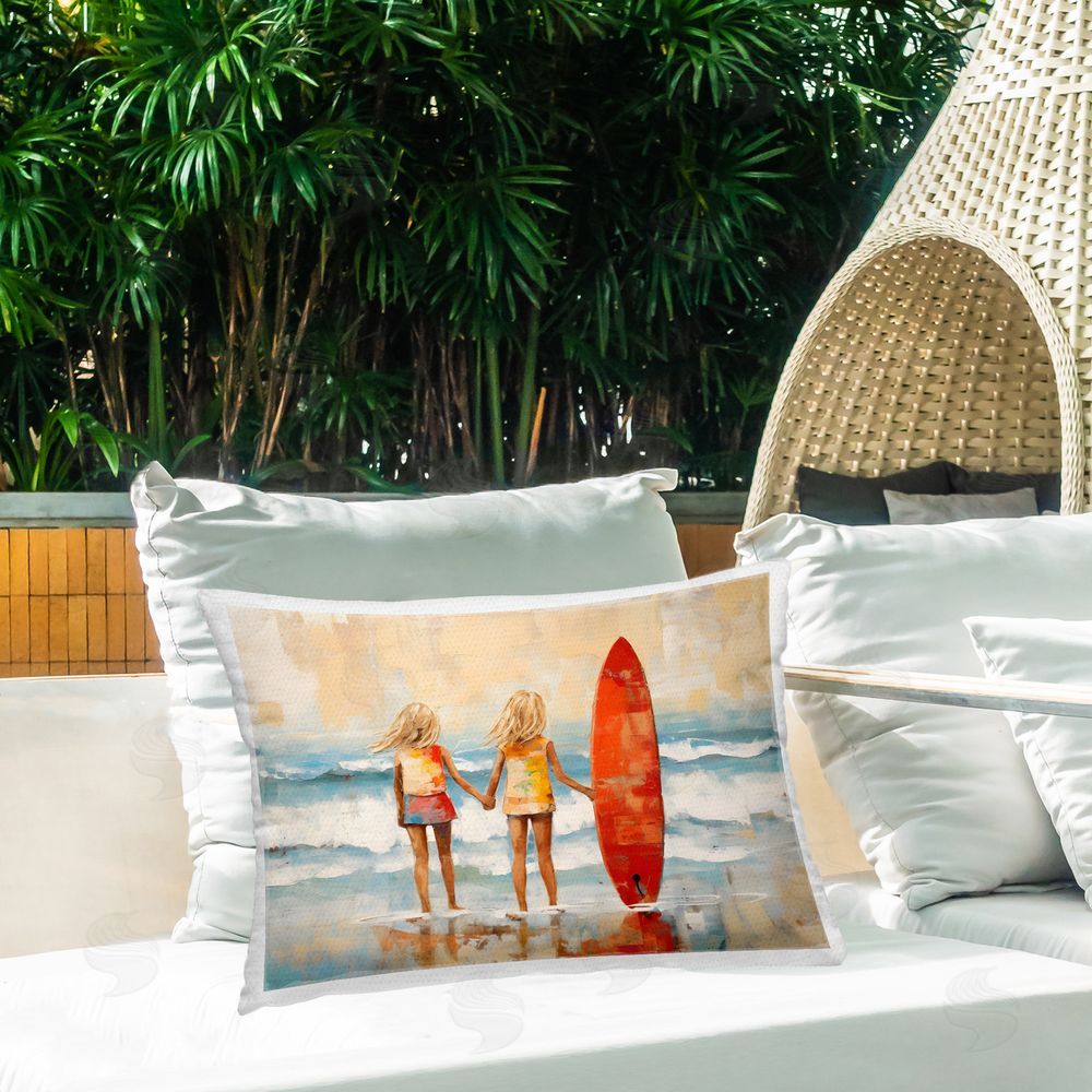 Petal Prints Design Kids & Beach Surfboard Outdoor Quick-Dry Polyester Printed Throw Pillow in Back Yard