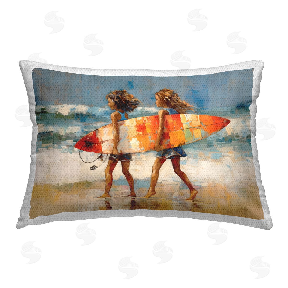 Petal Prints Design Surfboard Kids Friends Outdoor Quick-Dry Polyester Printed Throw Pillow