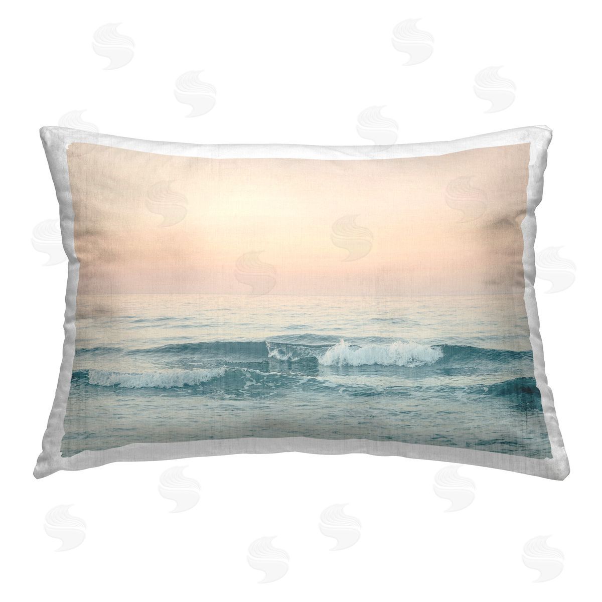 Sisi and Seb Greece Ocean Waves Printed Plush Polyester Throw Pillow