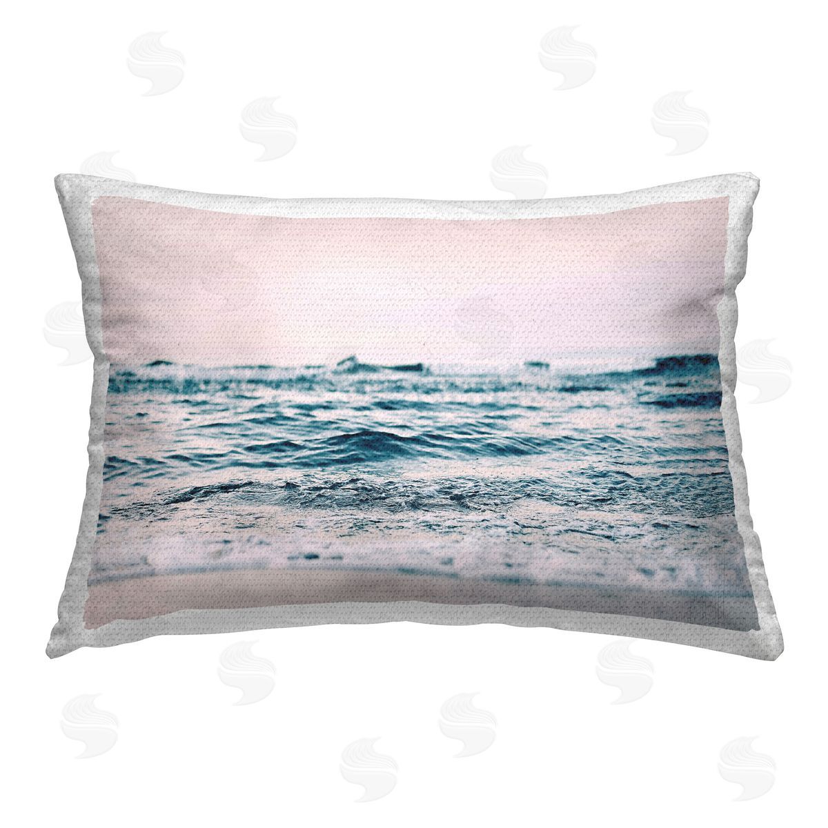 Sisi and Seb Ocean Wave Blush Outdoor Quick-Dry Polyester Printed Throw Pillow