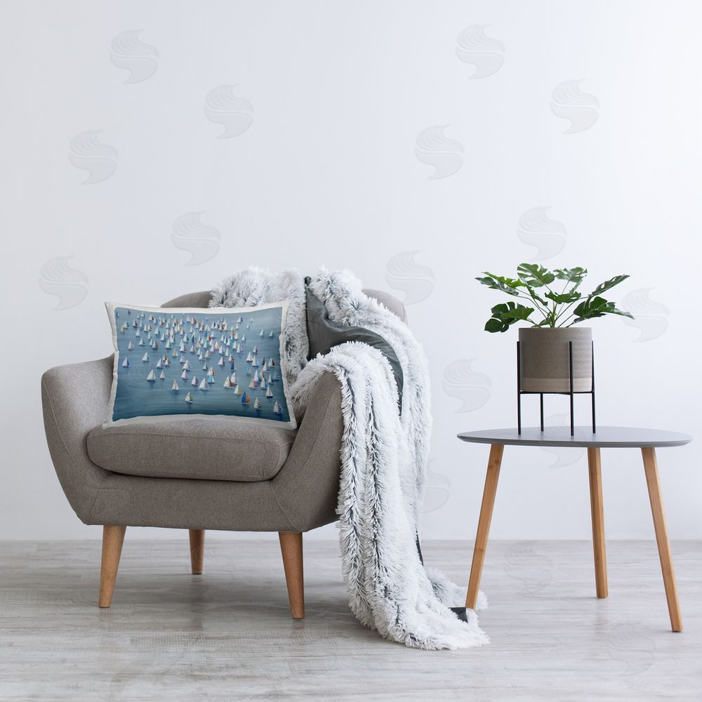 Lorenzo Collective Gathering Of Sails Printed Plush Polyester Throw Pillow On Chair