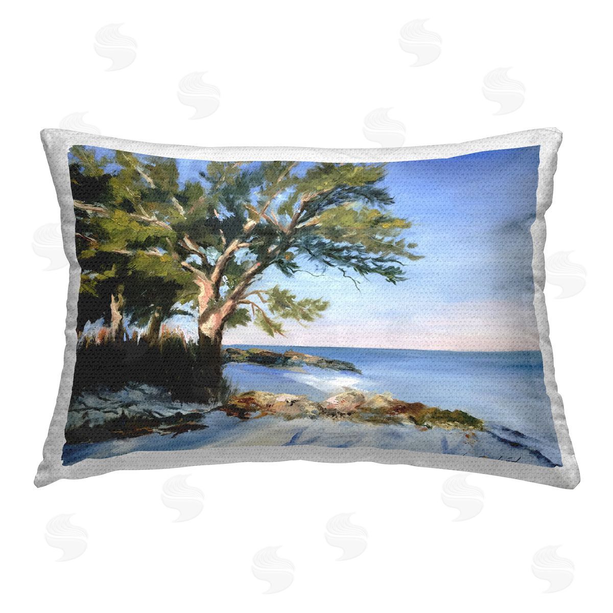 Karin Lind White Sand Beach Outdoor Quick-Dry Polyester Printed Throw Pillow