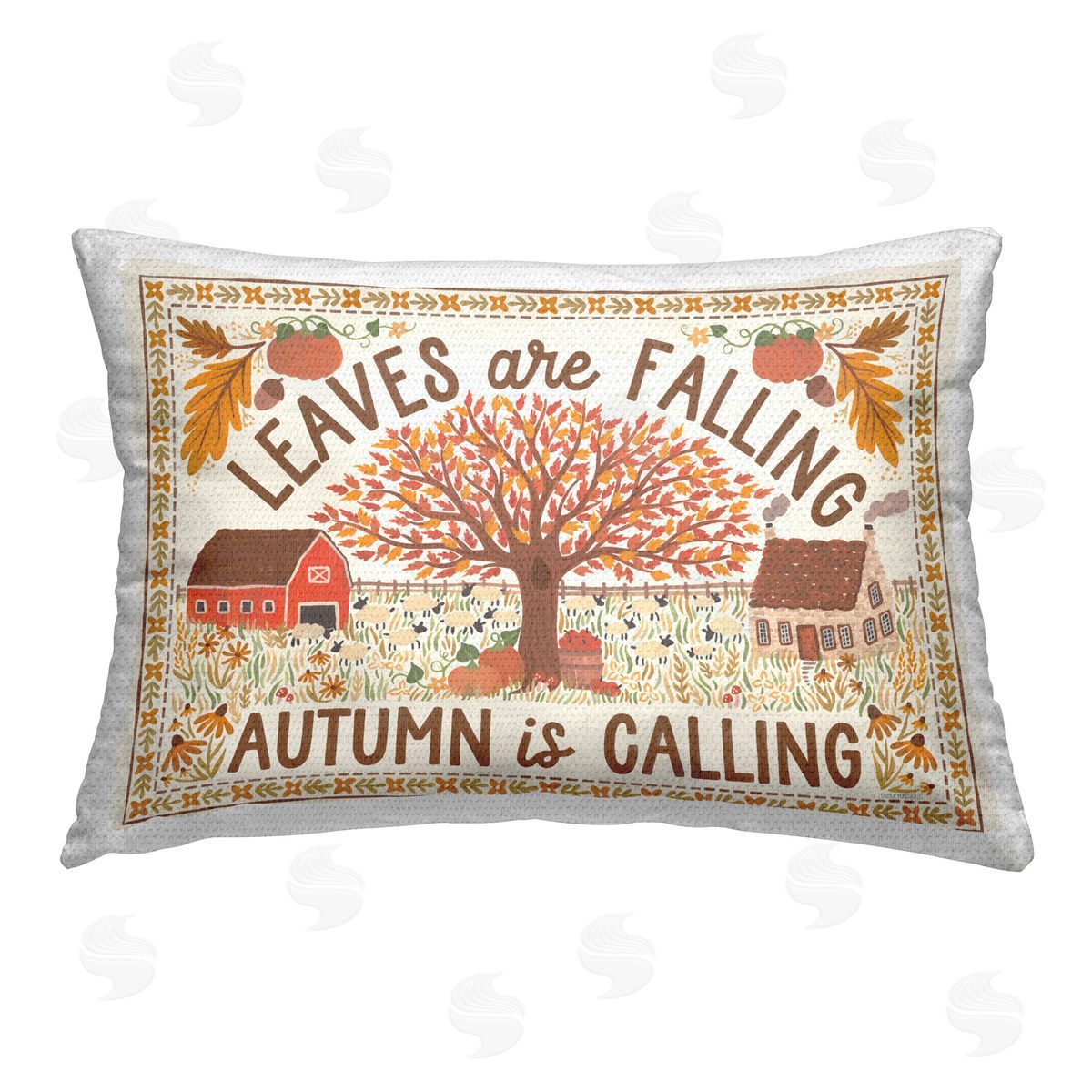 Laura Marshall Leaves Are Falling Scene Outdoor Quick-Dry Polyester Printed Throw Pillow