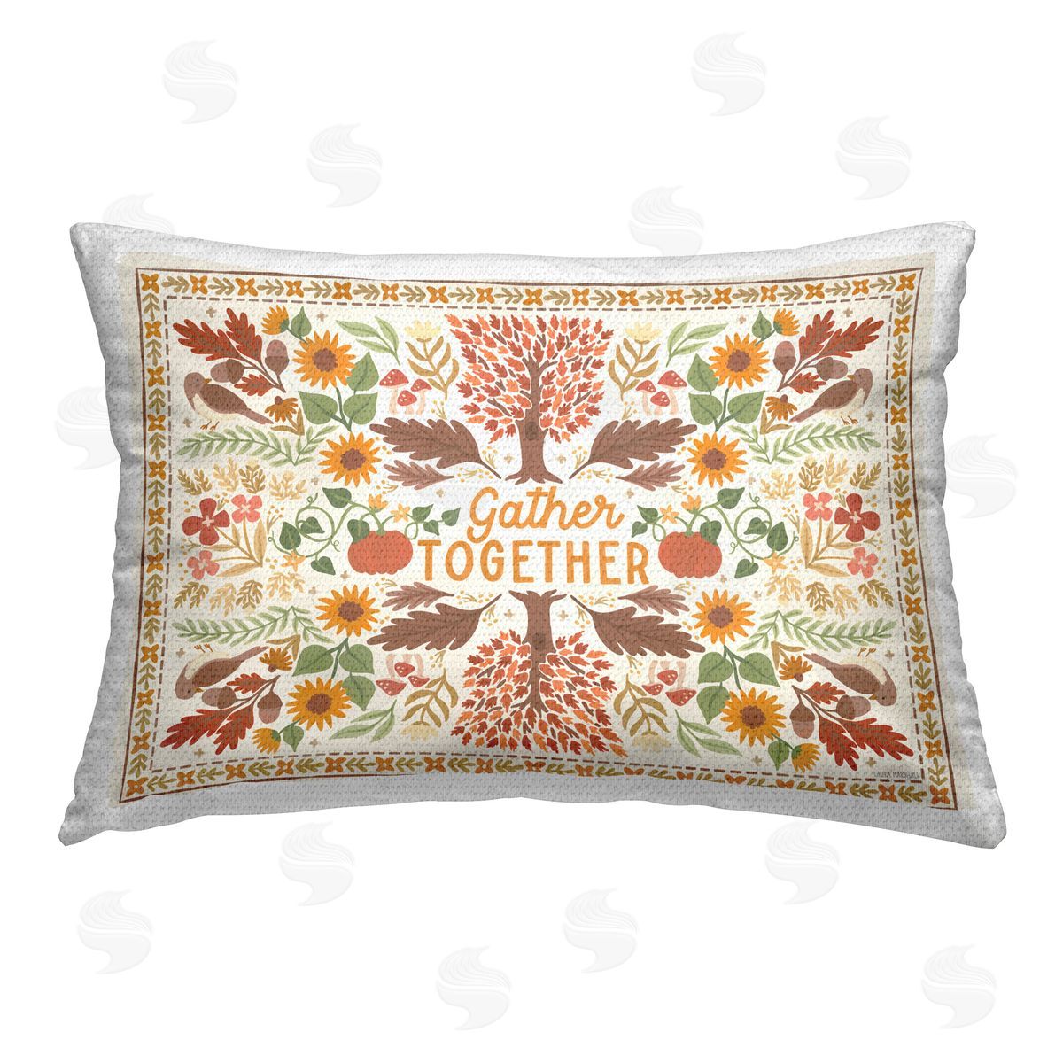 Laura Marshall Gather Together Pattern Outdoor Quick-Dry Polyester Printed Throw Pillow