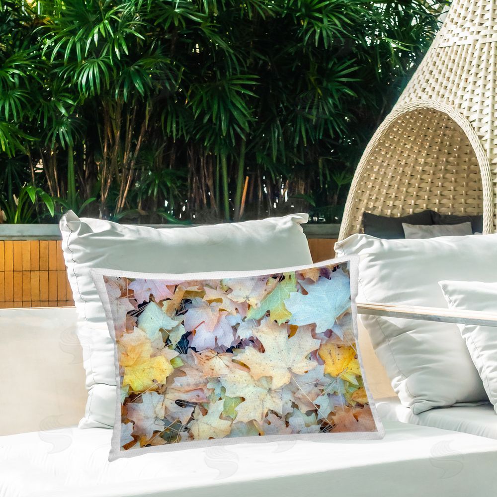Murray Bolesta Fallen Fall Foliage Outdoor Quick-Dry Polyester Printed Throw Pillow in Back Yard