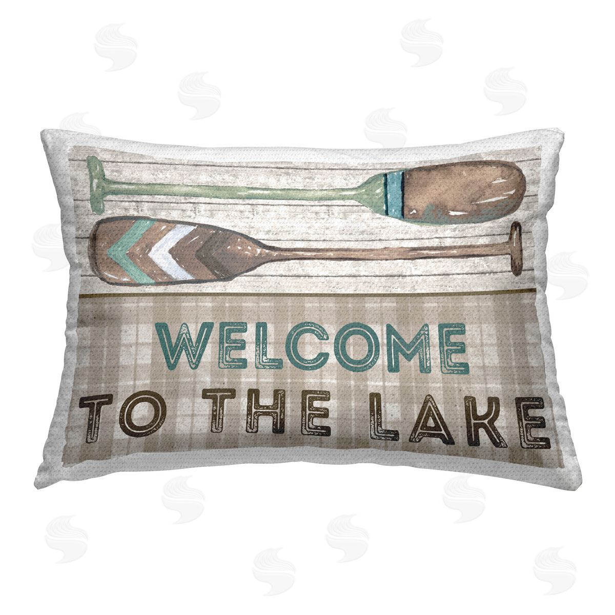 Elizabeth Medley Rustic Welcome Lake Oars Outdoor Quick-Dry Polyester Printed Throw Pillow