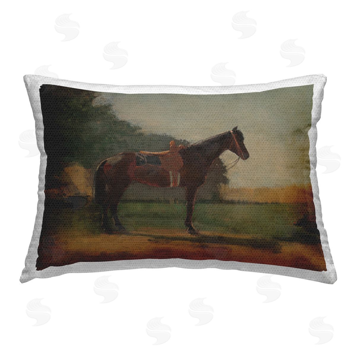 CAD Designs Racing Horse with Saddle Outdoor Quick-Dry Polyester Printed Throw Pillow