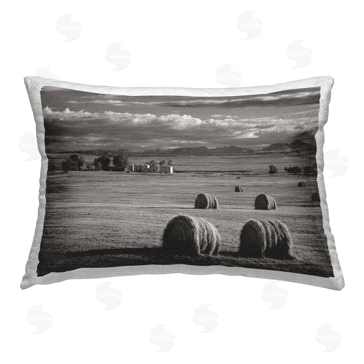 Alan Majchrowicz Montana Hay Bales Outdoor Quick-Dry Polyester Printed Throw Pillow