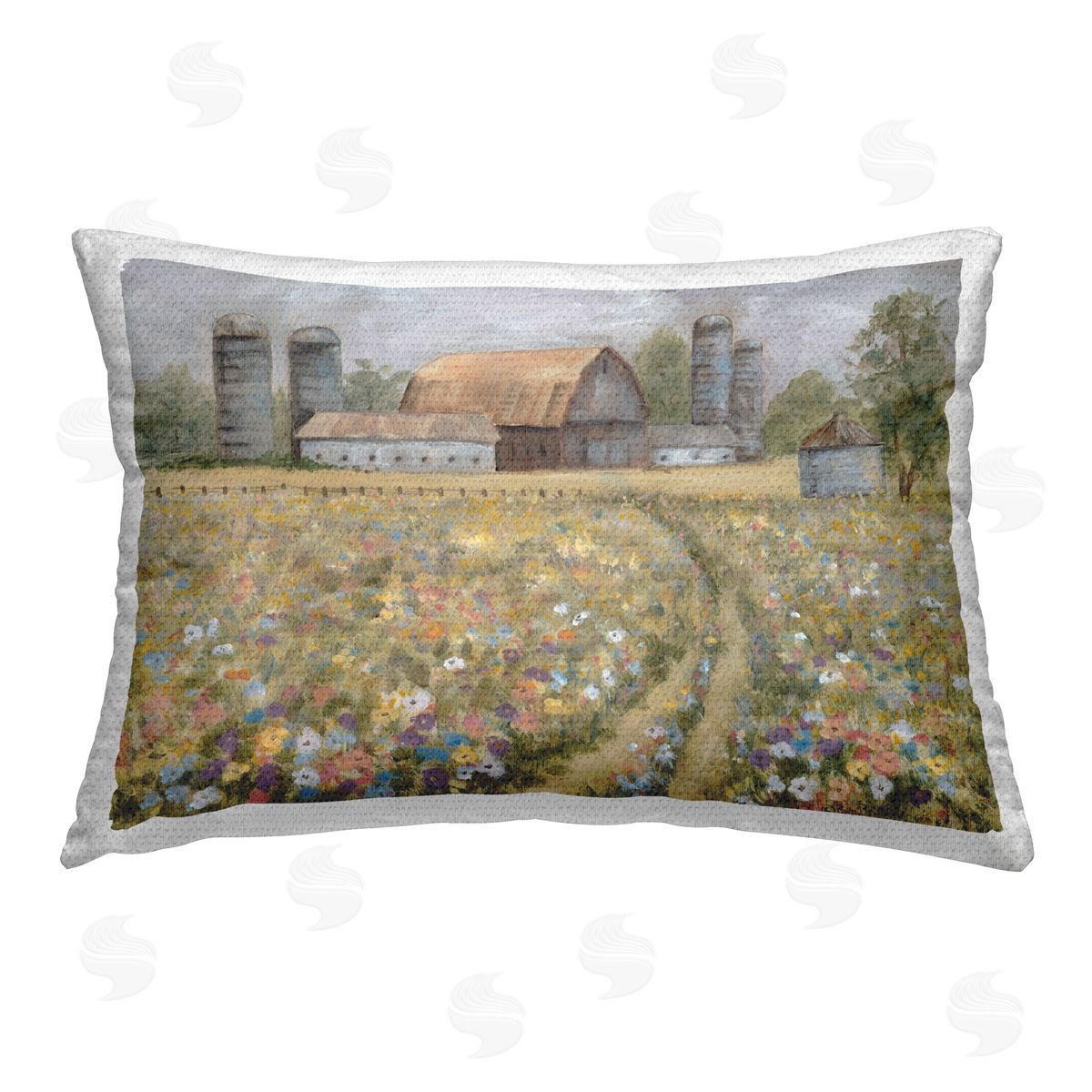 Pam Britton Meadow Path to Barn Outdoor Quick-Dry Polyester Printed Throw Pillow