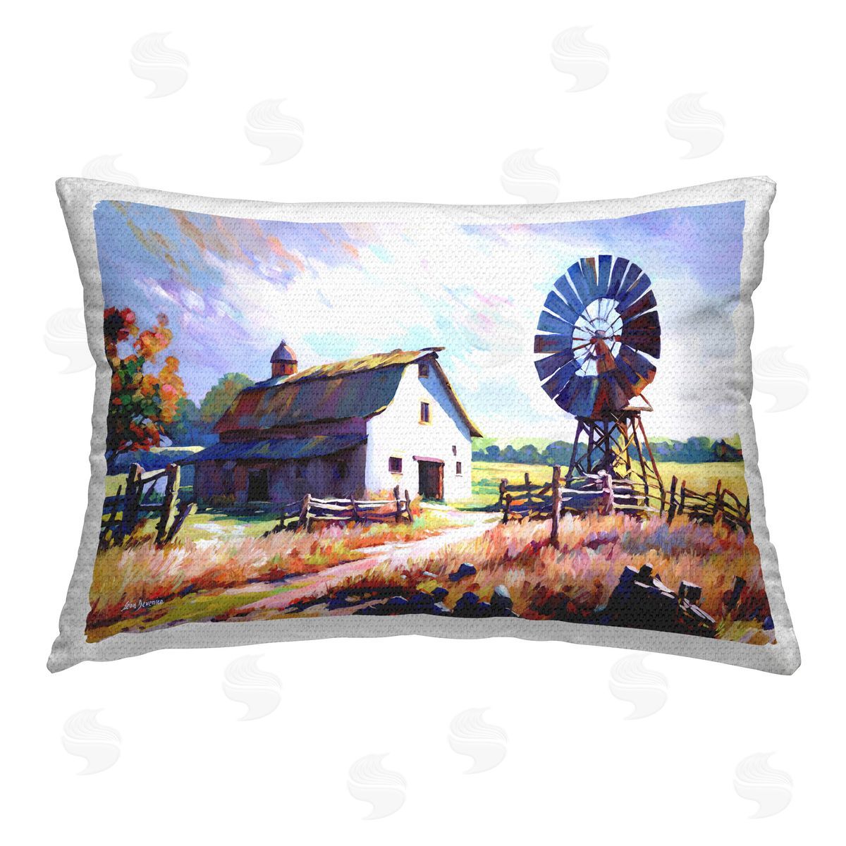 Leon Devenice Countryside Serenity Landscape Outdoor Quick-Dry Polyester Printed Throw Pillow