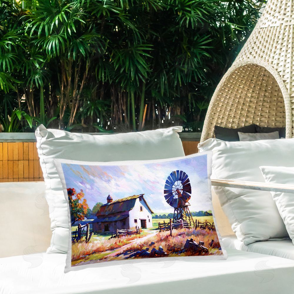 Leon Devenice Countryside Serenity Landscape Outdoor Quick-Dry Polyester Printed Throw Pillow in Back Yard