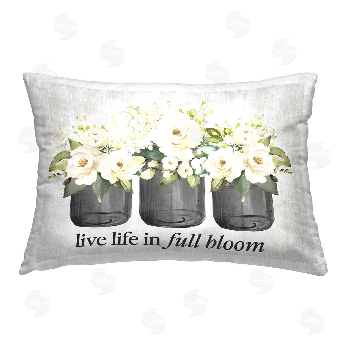 Lettered and Lined Life In Full Bloom Printed Plush Polyester Throw Pillow