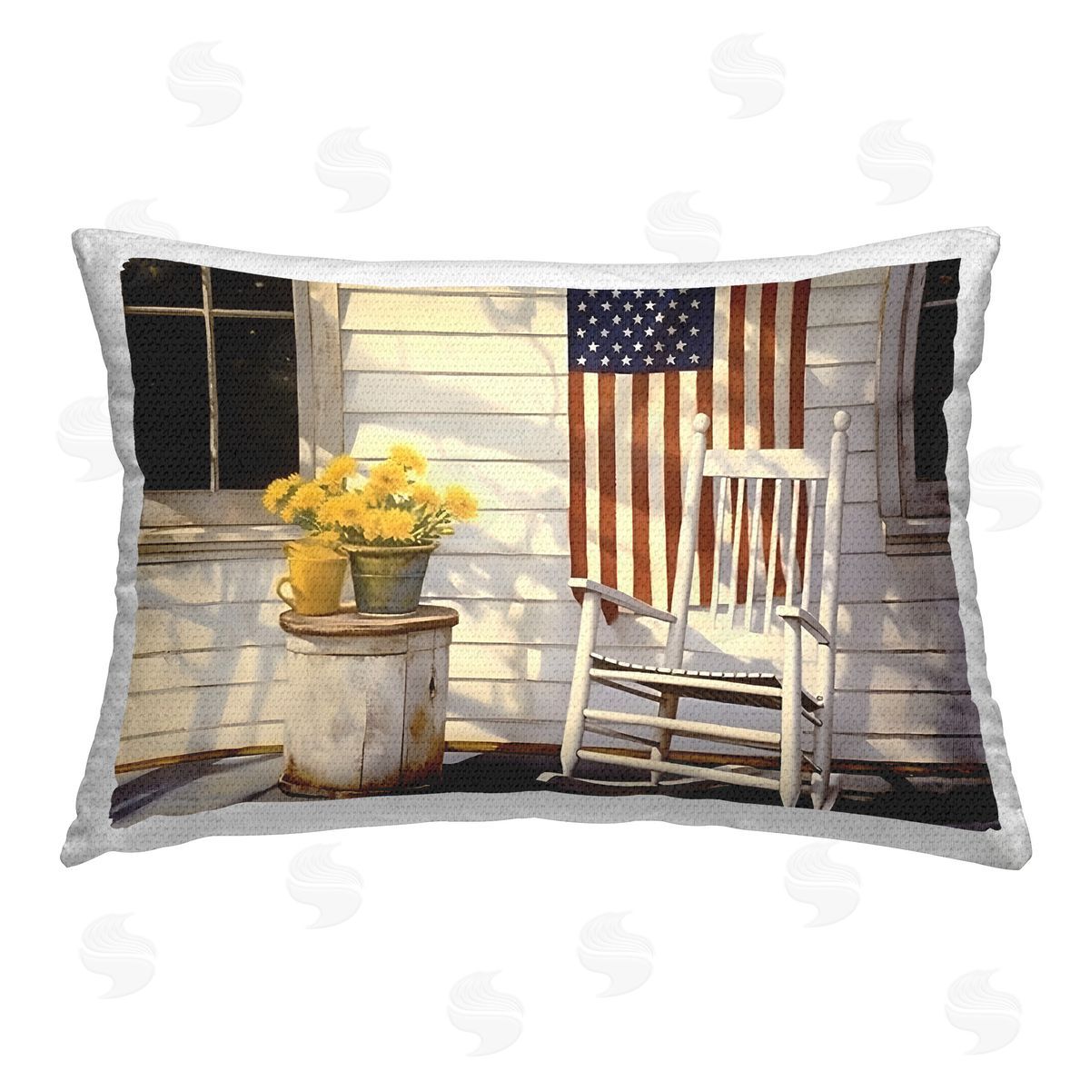 Petal Prints Design Americana Deco Scene Outdoor Quick-Dry Polyester Printed Throw Pillow