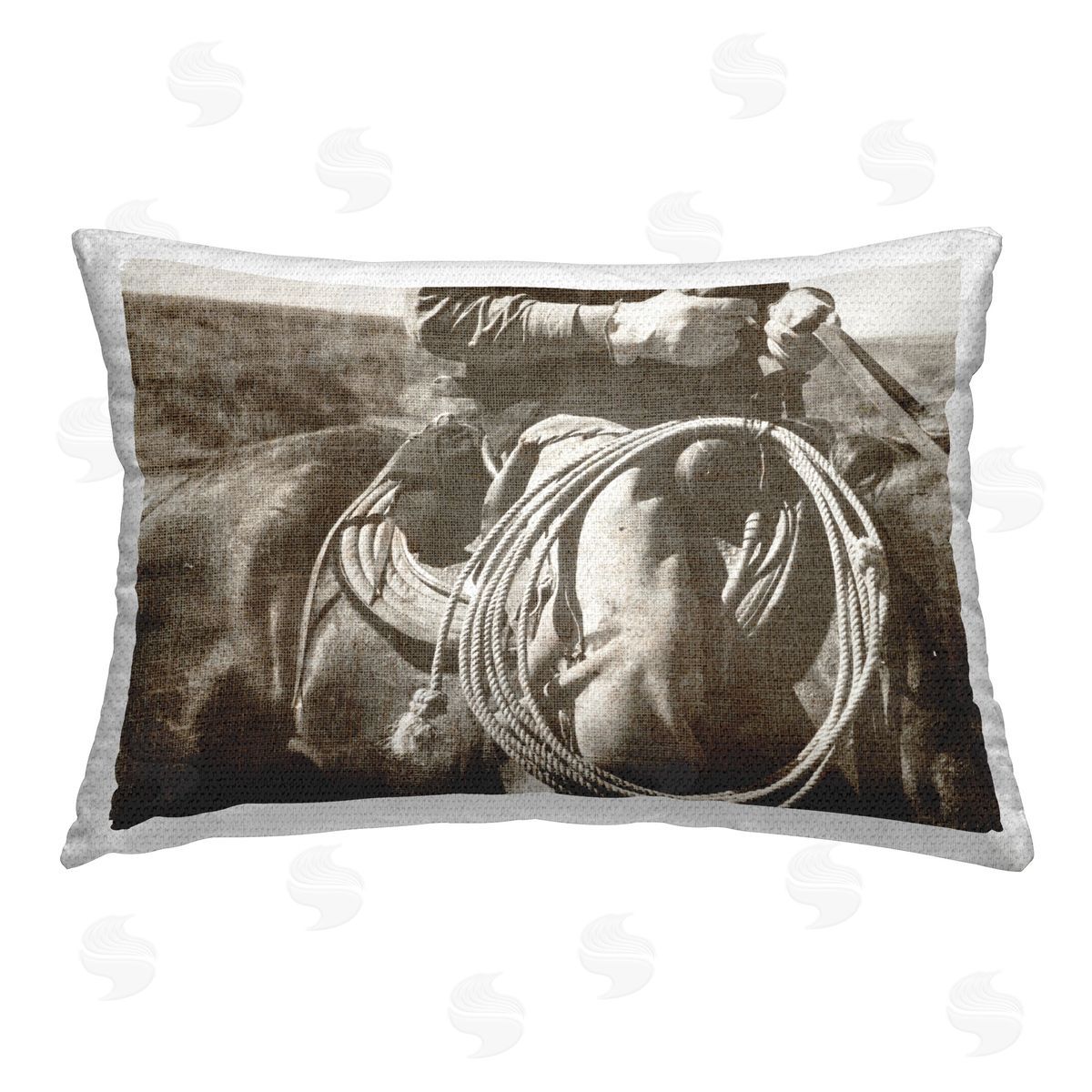 Riley B Cowboy with Lasso Outdoor Quick-Dry Polyester Printed Throw Pillow