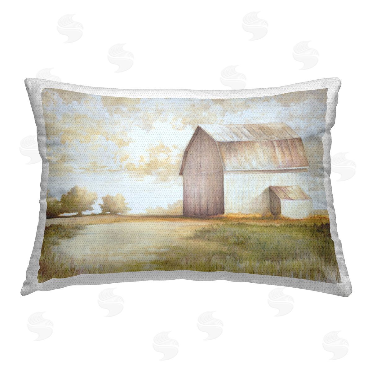 White Ladder Neutral Distant Barn Outdoor Quick-Dry Polyester Printed Throw Pillow