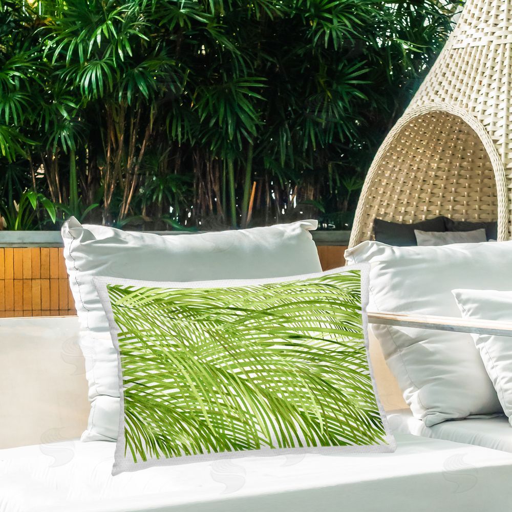 Sherri Buck Baldwin Lush Green Fronds Outdoor Quick-Dry Polyester Printed Throw Pillow in Back Yard