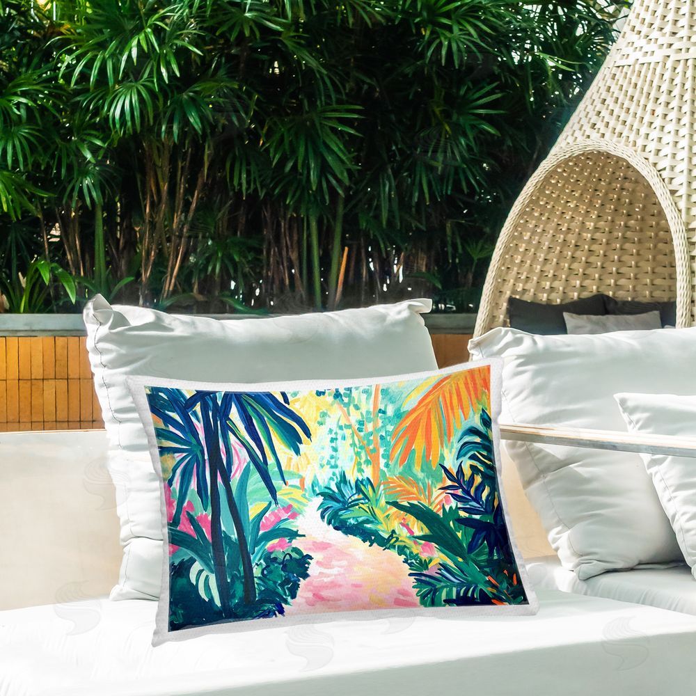 Ramona Murdock Garden Of Bright Color Outdoor Quick-Dry Polyester Printed Throw Pillow in Back Yard