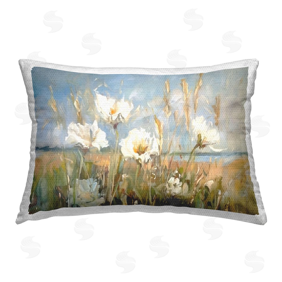 Ramona Murdock Soft Seaside Wildflowers Outdoor Quick-Dry Polyester Printed Throw Pillow