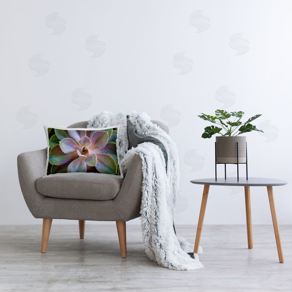 Susan Bryant Blooming Succulent Leaves Printed Plush Polyester Throw Pillow On Chair