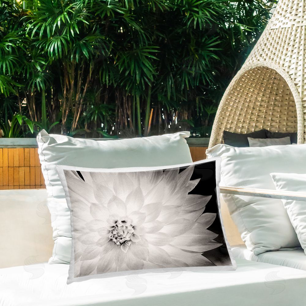 Gail Peck Strong Dahlia Petals Outdoor Quick-Dry Polyester Printed Throw Pillow in Back Yard