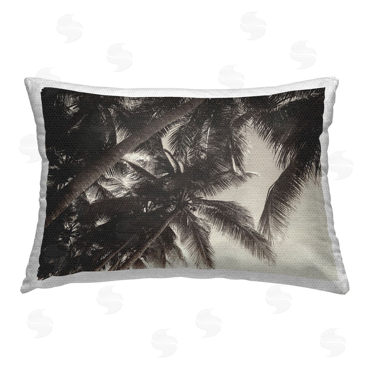 Acosta Dark Palm Leaves Outdoor Quick-Dry Polyester Printed Throw Pillow