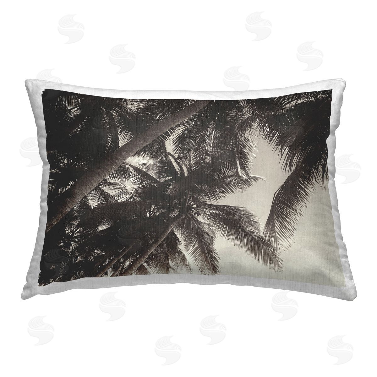 Acosta Dark Palm Leaves Printed Plush Polyester Throw Pillow