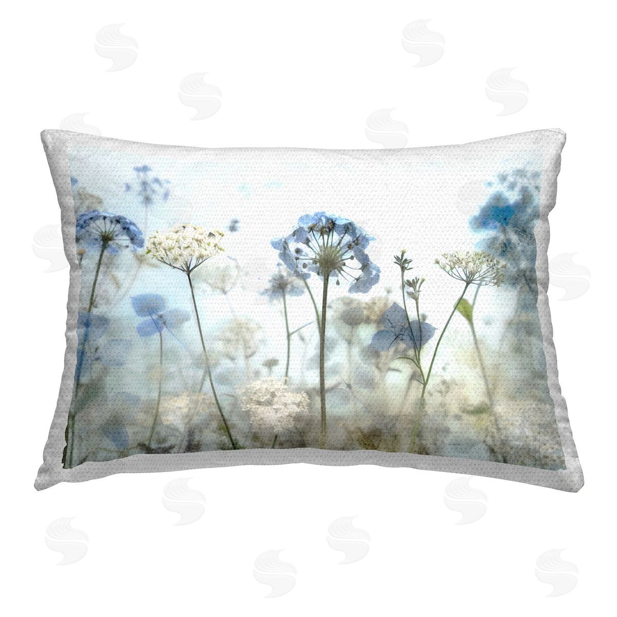 Irene Weisz Blue Wildflower Blooms Outdoor Quick-Dry Polyester Printed Throw Pillow