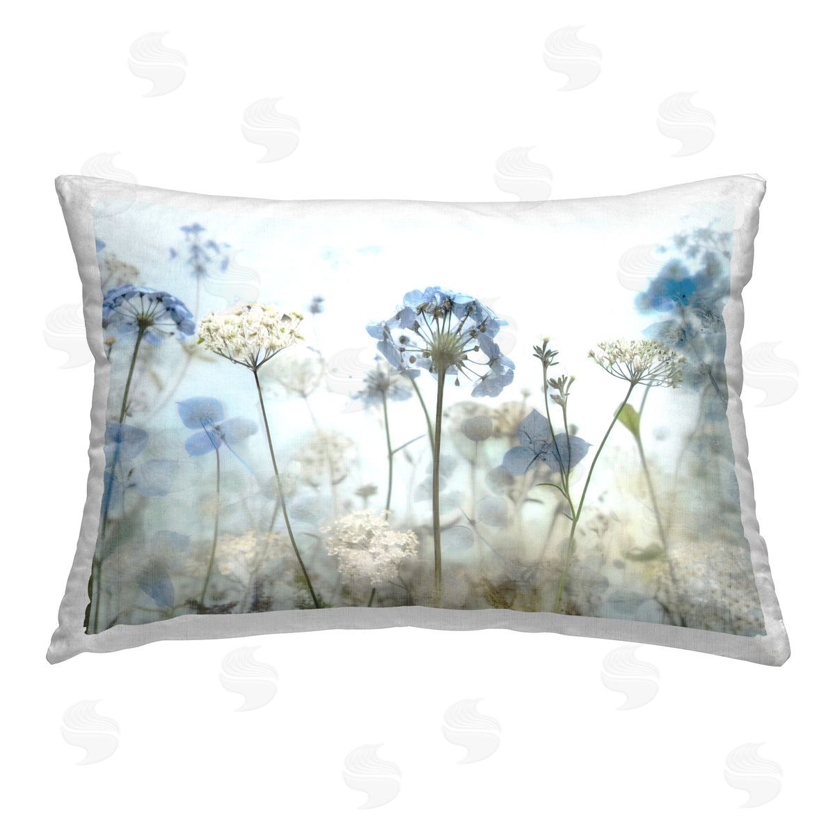 Irene Weisz Blue Wildflower Blooms Printed Plush Polyester Throw Pillow