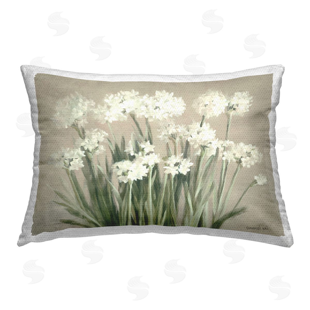 Danhui Nai Snowy Floral Paperwhites Outdoor Quick-Dry Polyester Printed Throw Pillow
