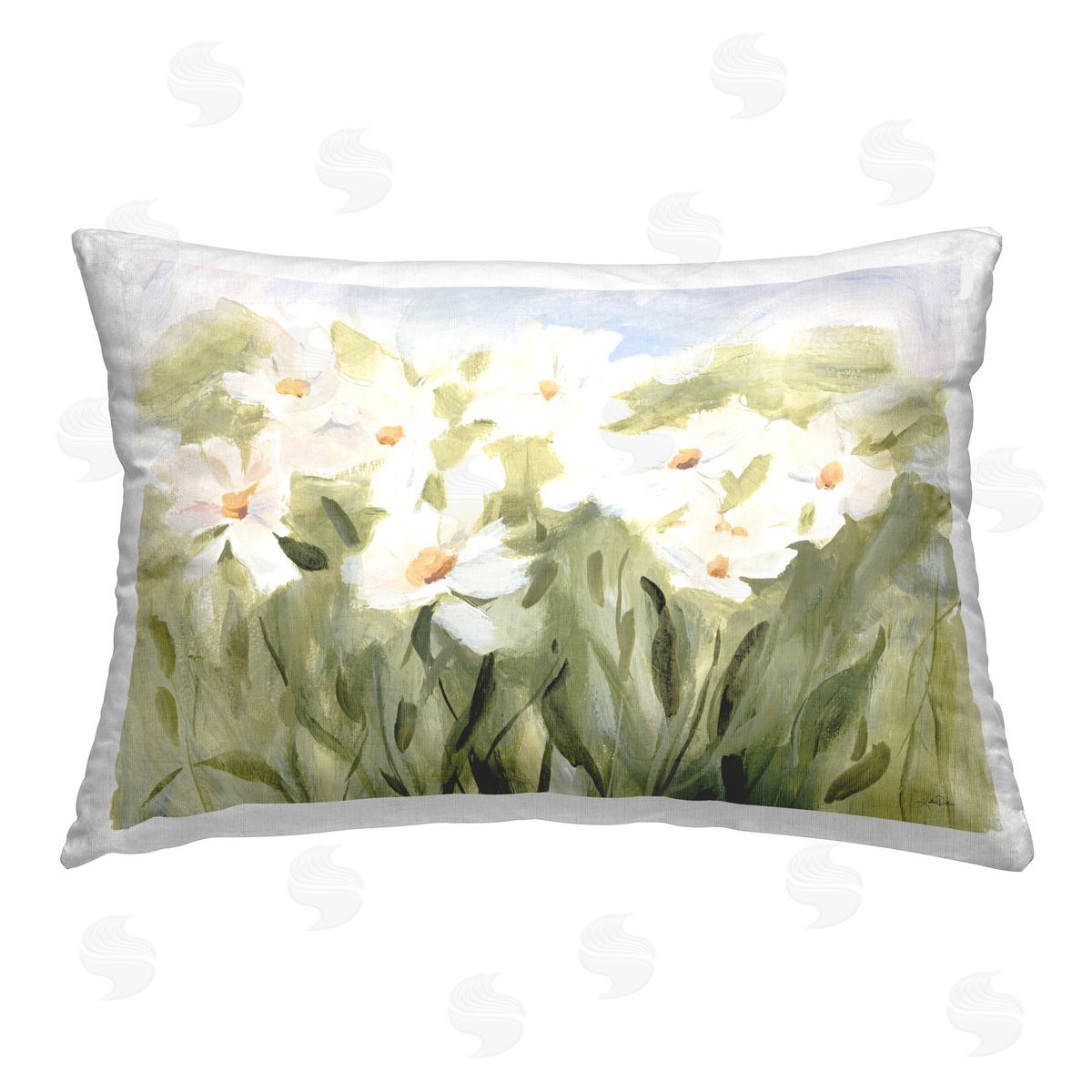 Katrina Pete Daisy Meadow View Printed Plush Polyester Throw Pillow