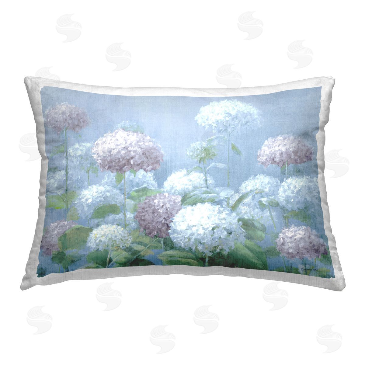 Danhui Nai Soft Hydrangea Garden Printed Plush Polyester Throw Pillow