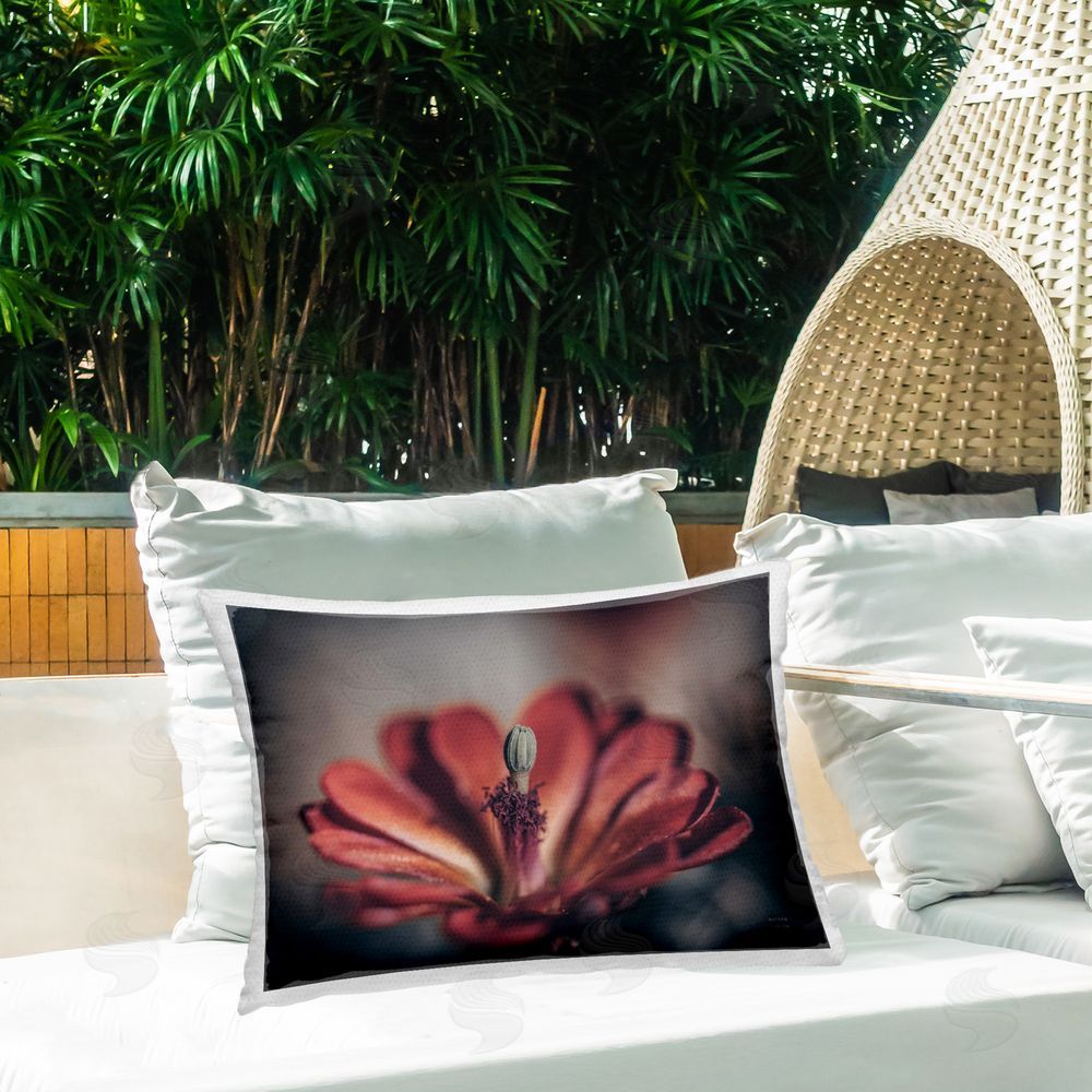 Nathan Larson Red Elevation Bloom Outdoor Quick-Dry Polyester Printed Throw Pillow in Back Yard
