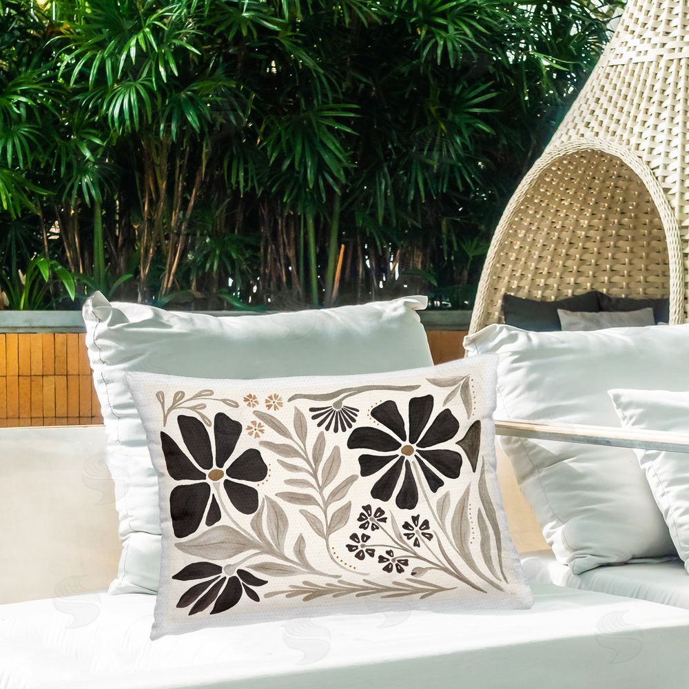 Veronique Charron Modern Boho Petals Outdoor Quick-Dry Polyester Printed Throw Pillow in Back Yard