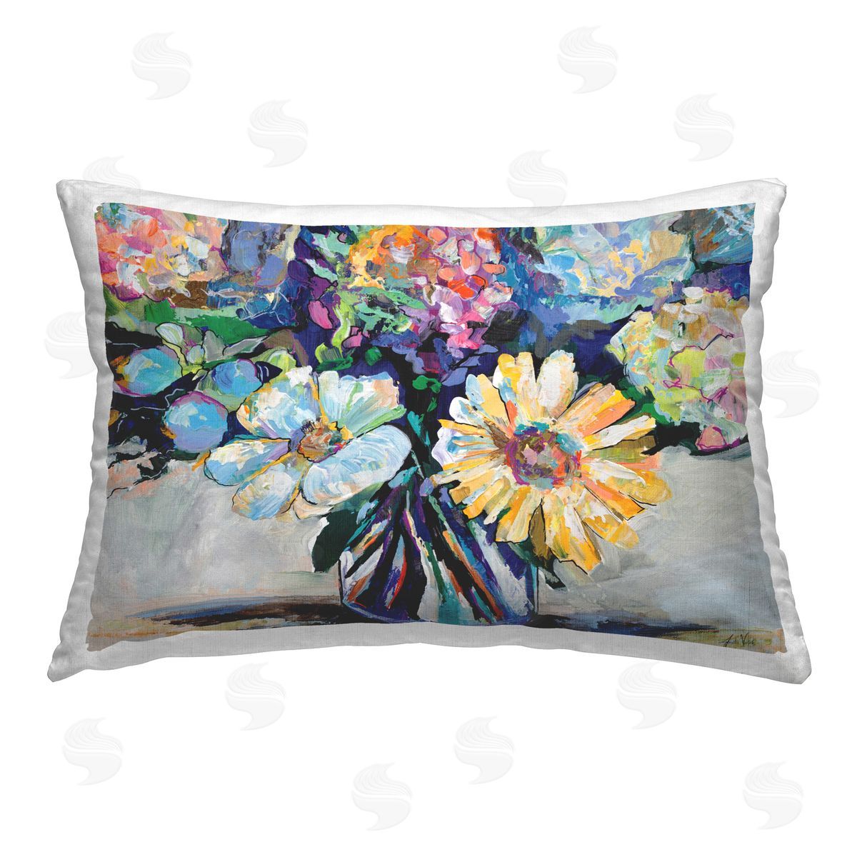 Jeanette Vertentes Exciting Times Bouquet Printed Plush Polyester Throw Pillow