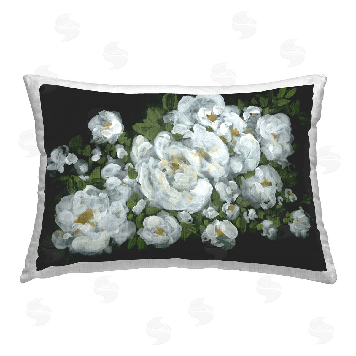 Yvette St. Amant Midnight Blooming Roses Printed Plush Polyester Throw Pillow