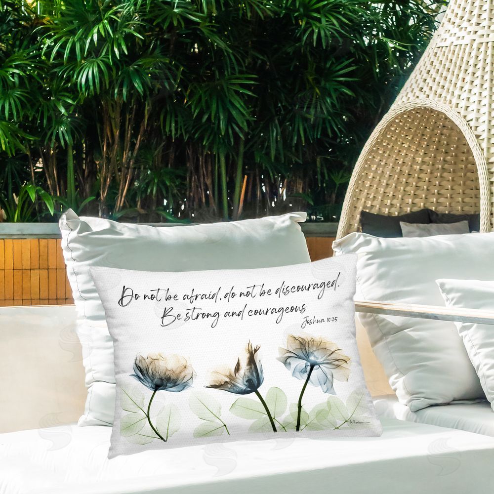 Albert Koetsier Strong & Courageous Floral Outdoor Quick-Dry Polyester Printed Throw Pillow in Back Yard