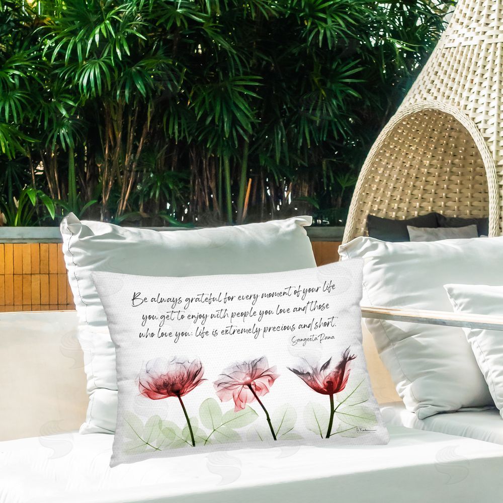 Albert Koetsier Precious Faith Quote Outdoor Quick-Dry Polyester Printed Throw Pillow in Back Yard