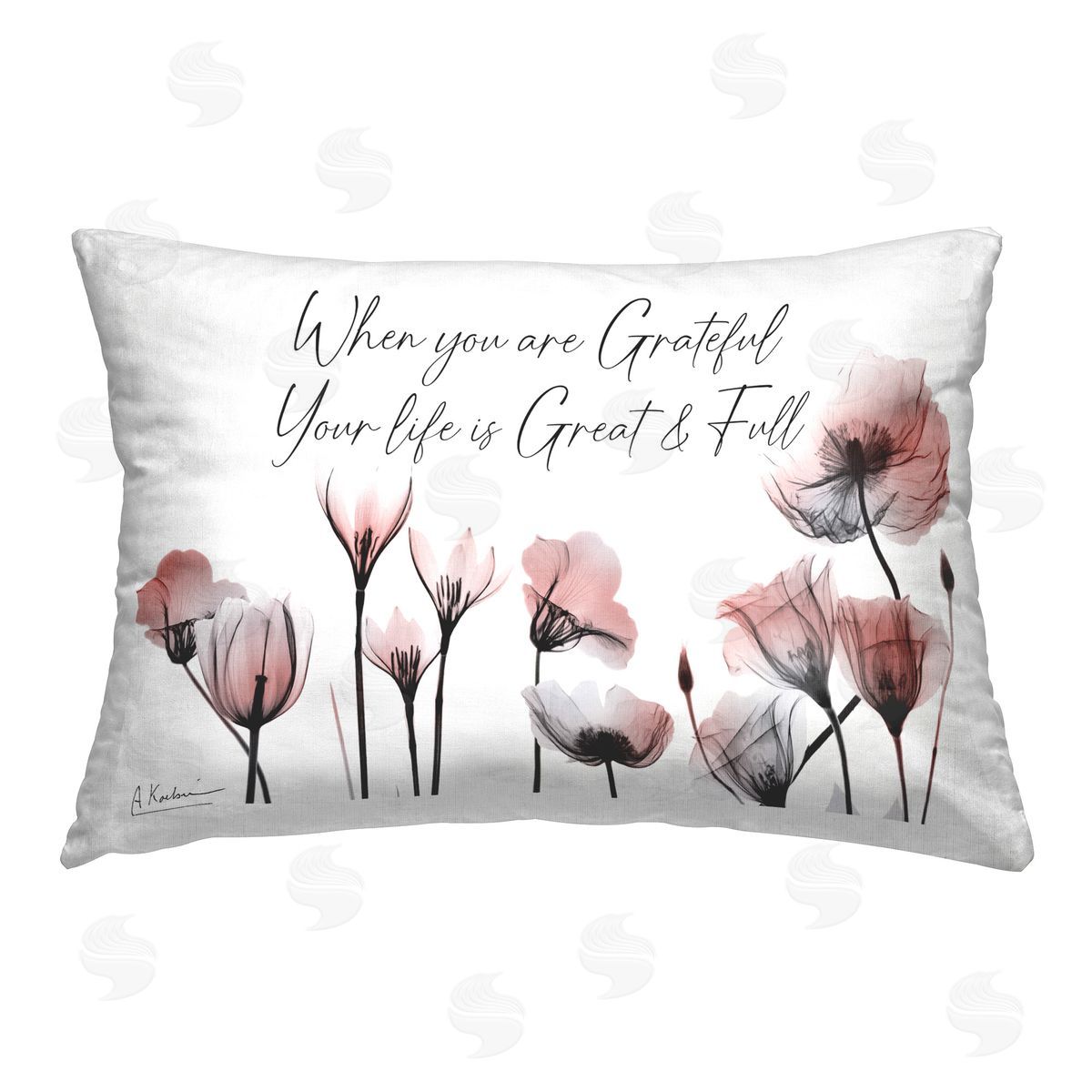 Albert Koetsier Grateful Faith Floral Printed Plush Polyester Throw Pillow
